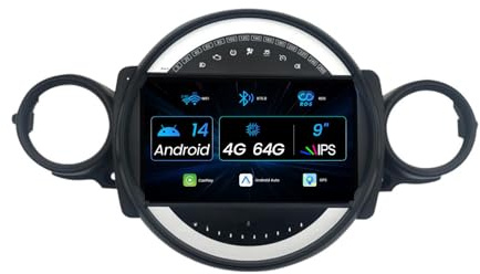 MISONDA 4G + 64G Doble DIN Android 14 Radio Coche para BMW Mini Cooper R55 R56 2007-2013 DSP, Carplay Soporta Dab +, WLAN, BT, GPS, AUX, MirrorLink, WiFi, Fast-Boot, RDS, Bluetooth