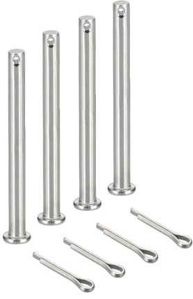 sourcing map Gabelkopfstifte, M6 x 90 mm, 304 Edelstahl, Einloch, Flachkopf, Anhängerkupplung, Verschlusssysteme mit Splinten für Möbelmontage, Anhänger, Rasenmäher, Silber, 4 Stück