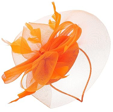 Gatuida Fascinator Hut Für Damen Orange Teeparty Haarschmuck Mit Mesh-stirnband Eleganter Brautschmuck Für Hochzeiten Anlässe Und Parties