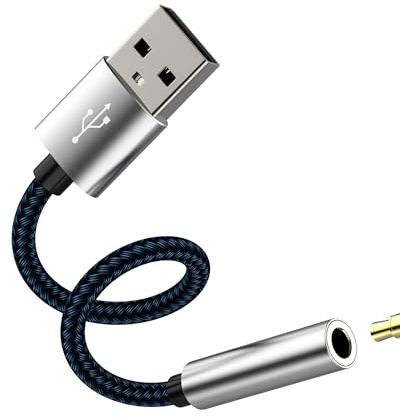 Adattatore USB Maschio a Aux Audio Jack Femmina per iPhone USB A 3,5mm Cuffie Adattatori Compatibile per Samsung Headphone PC Laptop Microfono Auricolari PS5 Auto Earphone Cavo Convertitore Accessori
