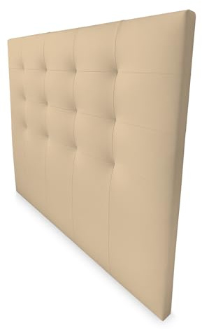 amuéblate Online, Cabecero Modelo Dinamarca Acolchado, Tapizado en Polipiel de Alta Gama, Medidas: 145 x 120 cm (para Cama de 135 y 140) Beige