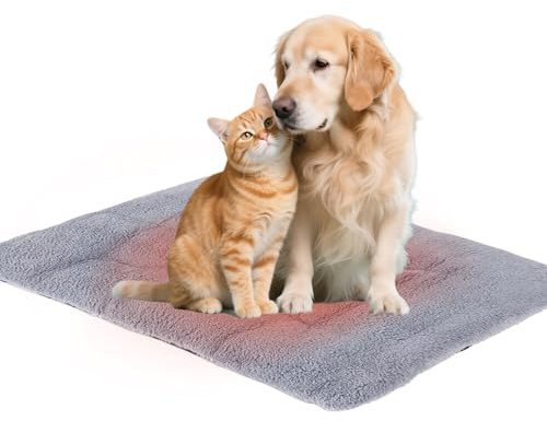 Behogan Selbstheizende Katzendecke: 70 x 45cm Selbstheizende Decke Katze, Flauschig und Weich Wärmedecke Katze, Washbar Katzendecke Selbstwärmend, Geräuschlos Thermodecke für Katzen und Hunde