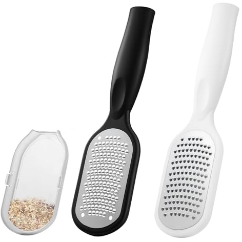 Set di 2 pedine 2 in 1 (nero e bianco) con recuperatore, grattugia piede anticalli, pedicure per piedi asciutti e umidi