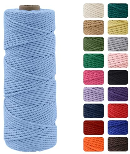MOMAHUA 3MM Macrame Cord Rope 100m Elegant Blue Chemical Free Rope for DIY Crafts,Home Decor and Gift Wrapping,Christmas Wedding Decors