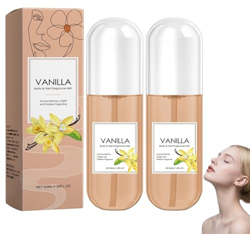 Parfum vanille, spray parfumé pour cheveux et corps, parfum longue durée, déodorant femme, hydratant et rafraîchissant, brume multi-usages portable, format voyage (2pcs)