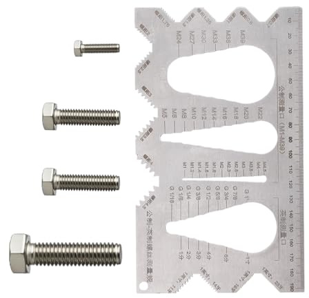 Calibre de roscas - Acero inoxidable rápido y preciso métrico Imperial Medidor - Medidor de tamaños de tornillo industriales | para proyectos, reparación, trabajos exteriores, mecánicos y construcción