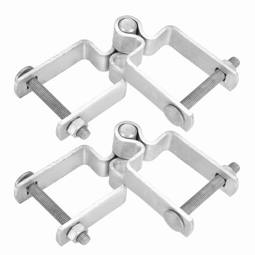 sourcing map 2 Pack Chain Link Fence Gate Post Hinge, 2 x 2 Galvanized Steel Chain Link Fence Post Hinges Heavy Duty Gate Frame Hinge with Bolts and Nuts for Outside Square Pipe