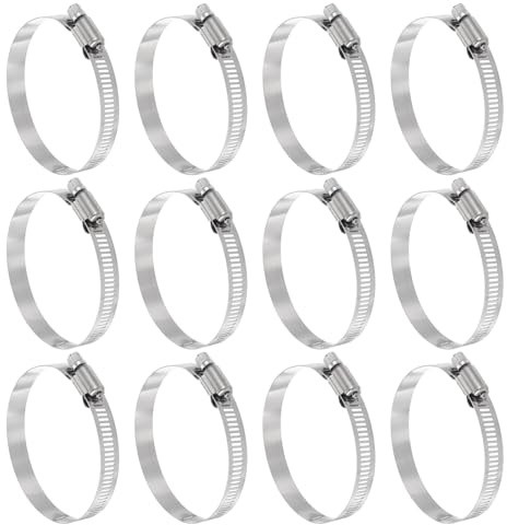sourcing map 12 Pcs Hose Clamp 2-5/16-3-1/4 (59-82mm) 304 Stainless Steel Adjustable Worm Gear Hose Clamp with Phillips Screw Assortment Kit for Fuel Line Pipe Plumbing Automotive Tube