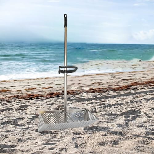 Rastrillo tamizador de Arena, rastrillo tamizador de Arena Beaches Pro de Grado Comercial para Adultos - Rastrillo de Arena Grande con Agujeros de 8 mm, fácil de excavar Rocas y Recoger excr