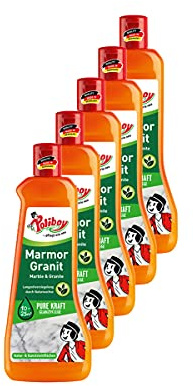 POLIBOY Marmor Granit Pflege - Imprägnierendes Pflegemittel für Naturstein - Glanzpolitur mit Schutzwirkung - 5x 500 ml - Made in Germany