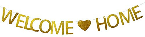 JNCH 3 Meter Girlande Banner Vintage Welcome Home Gold Deko Haus für Hochzeit Party Familie Festival Feier