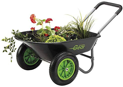 Garden Gear Two Wheeled Wheelbarrow, Heavy Duty Trolley Cart, Powder Coated Steel for Garden & Outdoors