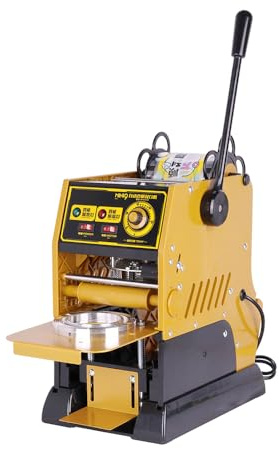 Fayelong Semi-Automatic Cup Sealing Machine Electric Cup Sealer 400-500 Cups/Hour for Sealing PP, Paper Cups for Bubble Boba Milk Tea Coffee Smoothies 315W