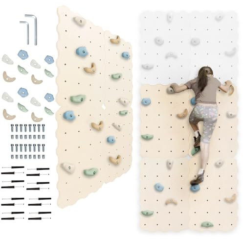 MAMOI® Kletterwand für Zimmer, Klettergerüst und Spielgeräte Indoor, Klettern mit Klettergriffe, Klettersteine, Kletterturm mit Griffe, Turngeräte, Montessori