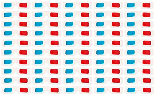 100 bicchieri di carta 3D usa e getta, universali, Anaglyphen 3D, rosso/blu//bianco, montatura in cartone anaglifene