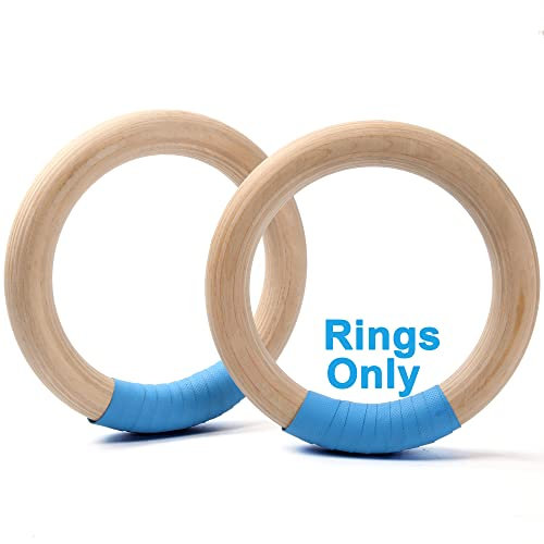 YOELVN Gymnastikringe aus Holz, 700 kg für Heimtraining, Körpertraining, Cross-Training, Muskel-Ups, rutschfest (nur Ringe) (Durchmesser: 32 mm)
