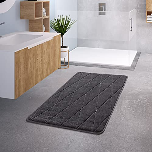 TT Home Badezimmer Badematte Duschmatte rutschfest Waschbar Memory Schaum Stein Muster, Farbe:Anthrazit 2, Größe:65x120 cm
