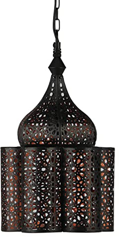 Marrakesch Lampe orientale pendante Feryal Noir 35cm E27 Douille | Plafonnier Lustre de Salon marocain oriental | Lanterne électrique indienne Vintage design décoration de maison orientale arabe