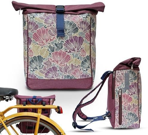 Ikuri Fahrradtasche/Rucksack Kombi Fahrradrucksack aus Plane für Gepäckträger Packtasche Wasserdicht für Frauen
