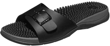Revs - Tay - Sandales de massage et d'acupression pour homme, sangle unique, réglables, Noir 42EU