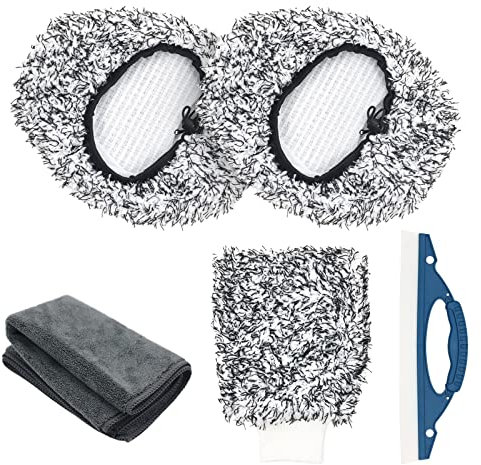 Dondeen Waschbürstenüberzug, Brush Cover Autoschwamm Autowaschbürste Set inkl. 2 Bürstenüberzug, Waschhandschuh, Reinigungstuch und Wasserabzieher (Grau)