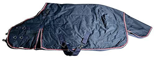 HARICSET Weidedecke Winterdecke Pferd Abschwitzdecke Pferd Gepolstert Weich Bequem Ideal für Boxen Widerstandsfähig mit Verstärkten Nylonkanten Ohne Baumwolle(Size:95cm(37in),Color:Marine)