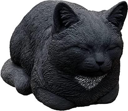 stoneandstyle Steinfigur Katze Träumerle schwarz ca. 36 cm frostfest Steinguss