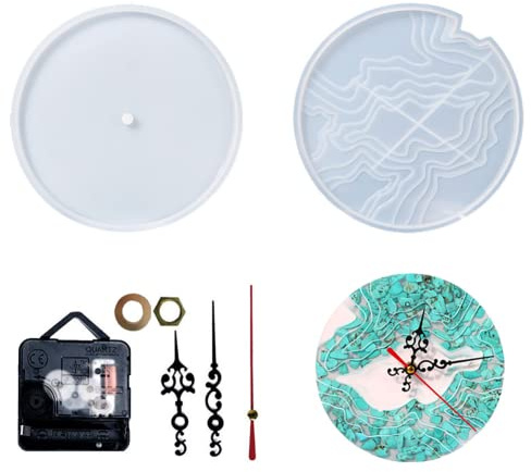 BYNYXI 3D Wanduhr Silikonformen, DIY Ozean Wanduhr Silikonform Gießform Uhrform Epoxidharz Gießformen kreative Tablett Groß Epoxidharz Uhr mit Uhrwerk Resin Casting für DIY Wandbehang Kunsthandwerk