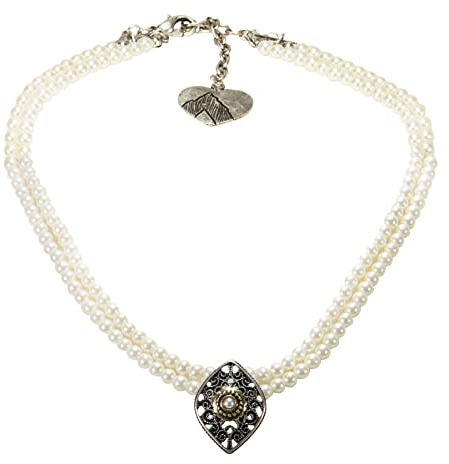 Alpenflüstern Trachten-Perlenhalskette Melina - Damen-Trachtenschmuck Dirndlkette (creme-weiß) DHK326