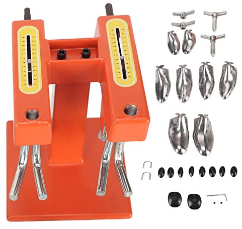 Civière de Chaussure Professionnelle, Civière de Chaussure à Deux Têtes avec échelle, Largeur Réglable et Longueur de Chaussure en Aluminium, Machine D'expansion Orange Argent, Civière de Chaussure Po