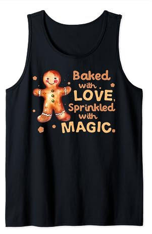 Cuit au four avec amour saupoudré de biscuit magique bonhomme en pain d'épices Débardeur