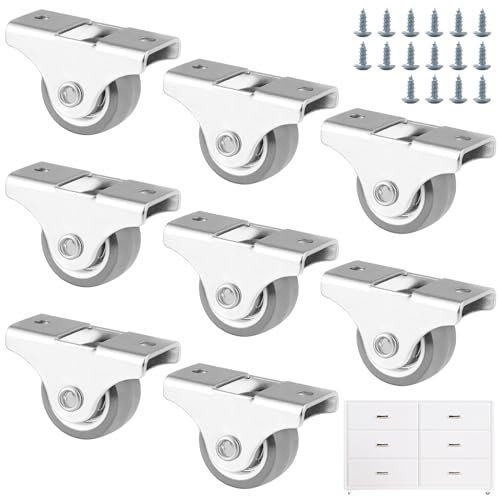 Set di 8 Mini Rotelle per Mobili, Ruote in Gomma per Mobili da 25mm, Rotelle a Silenziose per Piccoli Mobili Portata Max 20kg,Non Girevoli, per Valigette, Cassette Degli Attrezzi, Mobili, Carrelli