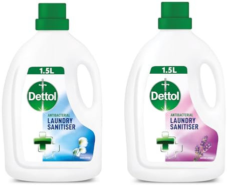 Dettol Antibacterial Laundry Cleanser, Sanitiser Additive, Fresh Cotton and Lavender Multipack, 2x 1.5 L, Pack of 2.