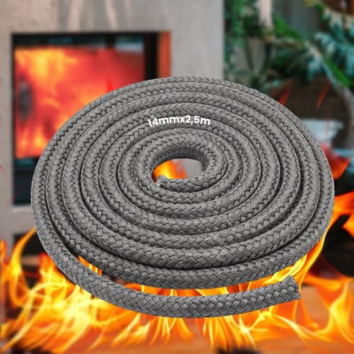 grivej Glasfaser Dichtschnur für Holzofen 14mmx2,5m - Hitzebeständig 800°C