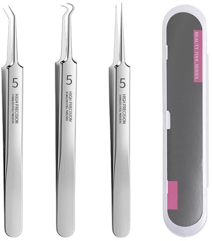 Lot de 3 outils pour enlever les points noirs, pince à épiler de précision, pinces à cellules ultra tranchantes en acier inoxydable pour nettoyer les boutons et les boutons