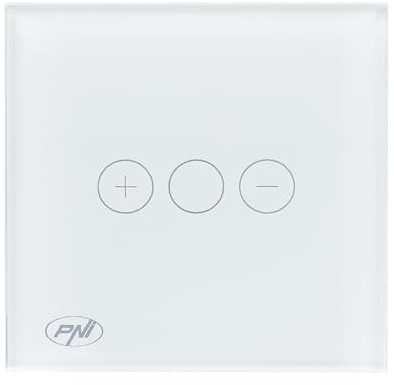 Enkel strömbrytare med touch och dimmer PNI SafeHome DIM101, 1X700W, Live Wire, No Ground, glas