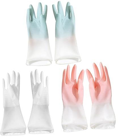 Garneck Dishwashing Gloves for Hand Protection for Kitchen and Laundry Use of Rubber Household Gloves for Dishwashing and Housework Random Color