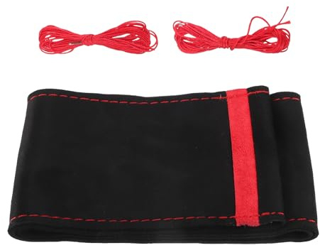 A ABSOPRO Auto DIY Lenkradbezug 32-35cm Schwarz-Rot Wildleder Handnähen