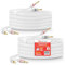 Nakamichi Excel Series 24k Gold Plated Banana Plug with (15 Feet) Speaker Cable Wire 99.9% Oxygen-Free Copper (OFC) Heavy Duty Braided In-Wall CL2 Rated - White (12AWG / 15ft / 4.5m) 2-Pack