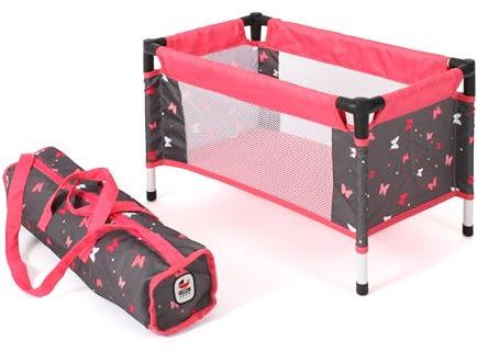 Bayer Chic 2000 - Reisebett für Baby-Puppen bis 48 cm, Puppenbett, Puppenreisebett, Puppenmöbel, Puppenzubehör, Butterfly Koralle