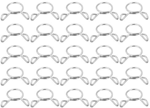 sourcing map 25 Pcs Fuel Line Hose Tubing Spring Clips, 11mm Inner Dia 304 Stainless Steel Water Pipe Spring Clip Clamps for Motorcycle Scooter ATV