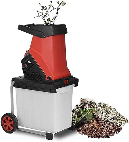 XCSCUK Gartenhäcksler, 2500 W Laub- und Asthäcksler mit 50 l Sammelbox/Transporträdern, geeignet für landwirtschaftliche Betriebe