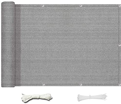 Balkon-Sichtschutzzaun, 90 x 180 cm, langlebig, grau, mit Seil und Kabelbindern, 60 cm/75 cm/90 cm Höhenoptionen für den Sichtschutz im Freien