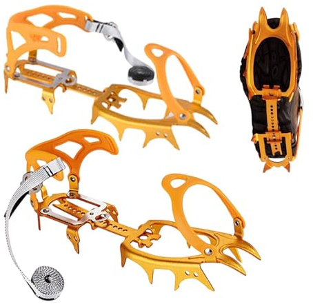 Snow Spikes for Shoes, Non Slip Crampons, 14 Spikes Crampons, Ice Cleats Traction, Snow Grips Anti Slip, Hiking Snow Spikes, Fishing Ice Crampons, Walking Crampon Traction, Climbing Ice Cleats