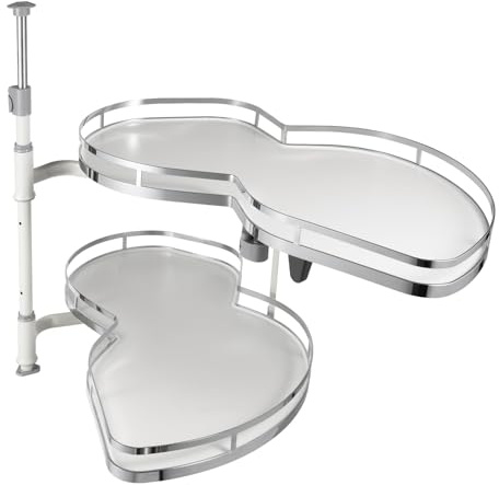 Armoire d'angle de cuisine blanche - Commode d'angle extensible - Étagère télescopique - Système de compartiments rotatifs pour une utilisation maximale de l'espace et un rangement dans l'angle