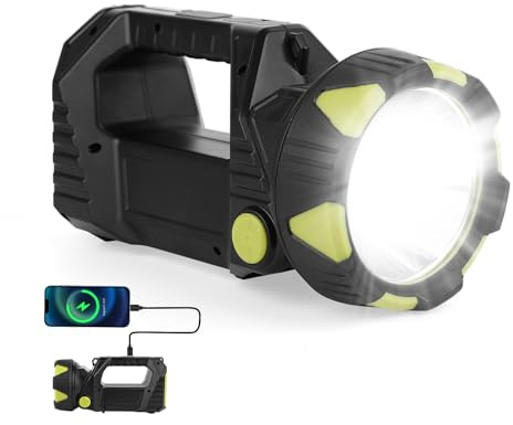 ALLOMN Wiederaufladbare LED-Taschenlampe, große superhelle LED-Taschenlampe, tragbare Taschenlampe mit 8 Modi, leistungsstarke tragbare Taschenlampe für Camping, Arbeit und Reparatur