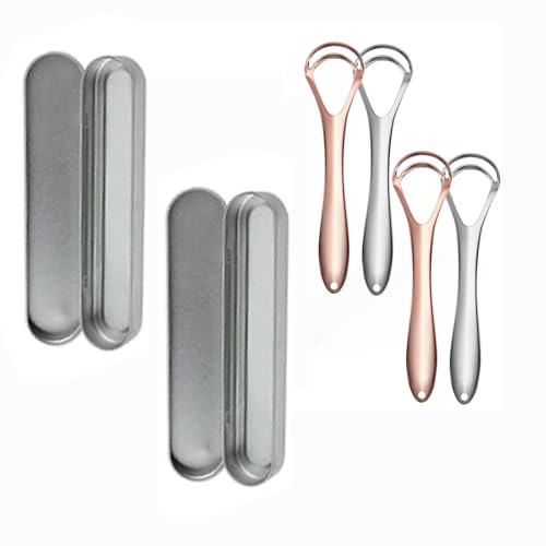 Gratte-langue avec double tête de grattage pour lutter contre la mauvaise haleine, nettoyeur de langue en métal aide à l'hygiène bucco-dentaire, grattoir de langue pour adultes et enfants, deux