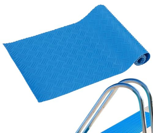 ​Tappetino Antiscivolo per Scaletta Piscina 23×90 cm - Gomma Protettiva per Scale Piscina Fuori Terra, Sicurezza Bordo Vasca - Per Cucina/Bagno con Texture Antiscivolo​​