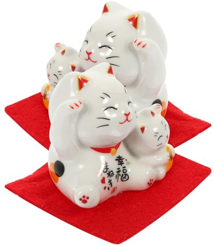 TOPPERFUN 2stücke Keramik Katzenfigur Kleine Tischdeko Leicht Und Stabil Glückskatze Dekoration Für Büro Zuhause Geschenk Für Katzenfreunde Und Glücksbringer