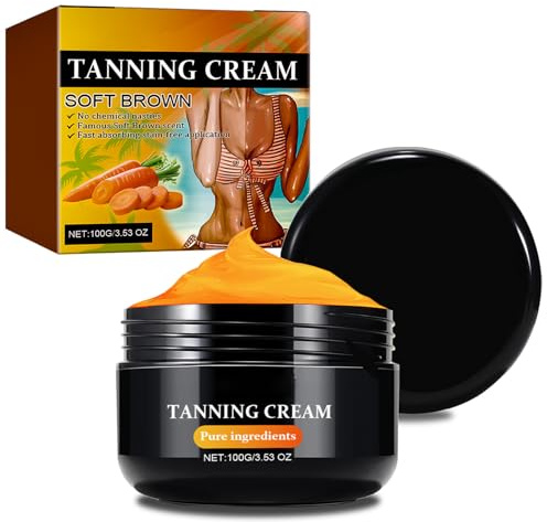 AmiCera Tan Accelerator, Tanning Cream with Carrot Oil, Shine Brown Tanning Enhancers for Sunbed Sun Sunkissed Tan Natural Bronze Intensive Tanning Gel Moisturiser, Fast Absorbing, Carrot 100g